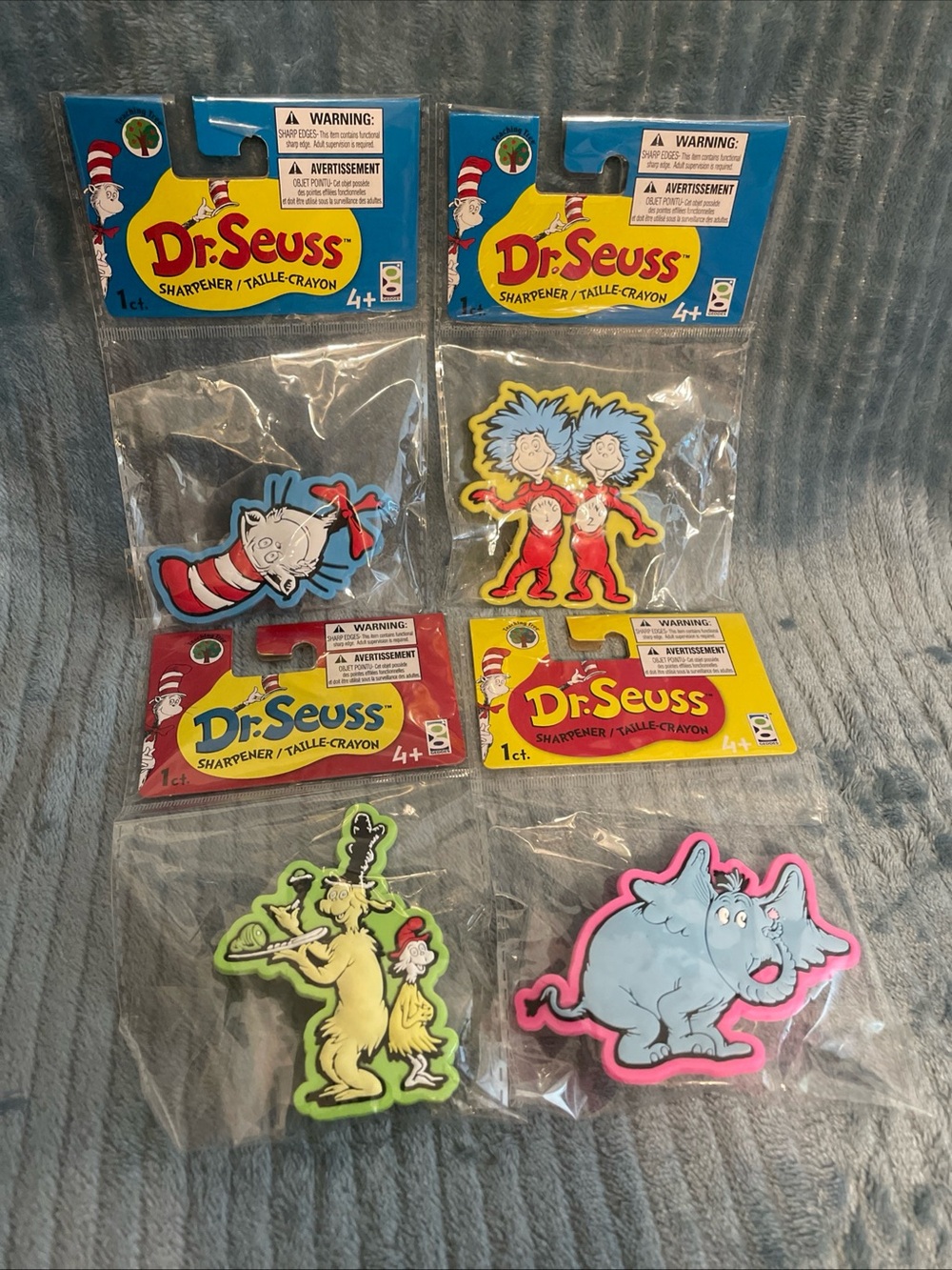 Dr Seuss Cat in the Hat Laser Cut Pencil Sharpeners Set of 4 New & Sealed